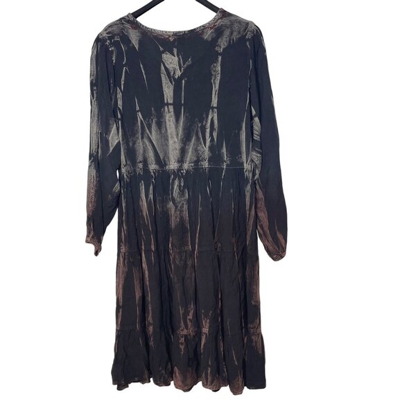 Sacred Threads Tie Dye Embroidered Floral Tiered Dress SM/MED Boho Artsy Hippie - Picture 2 of 8